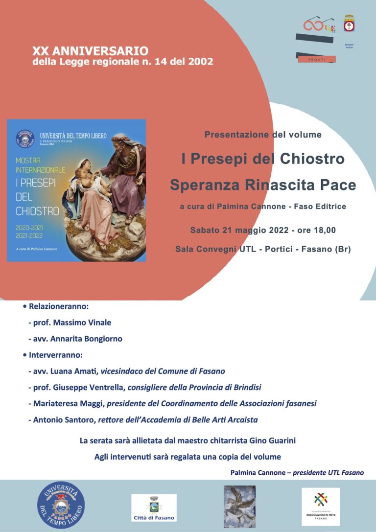 L’UTL presenta il volume I Presepi del Chiostro – Speranza Rinascita Pace L’UTL presenta il volume I Presepi del Chiostro - Speranza Rinascita Pace - Osservatorio Fasano