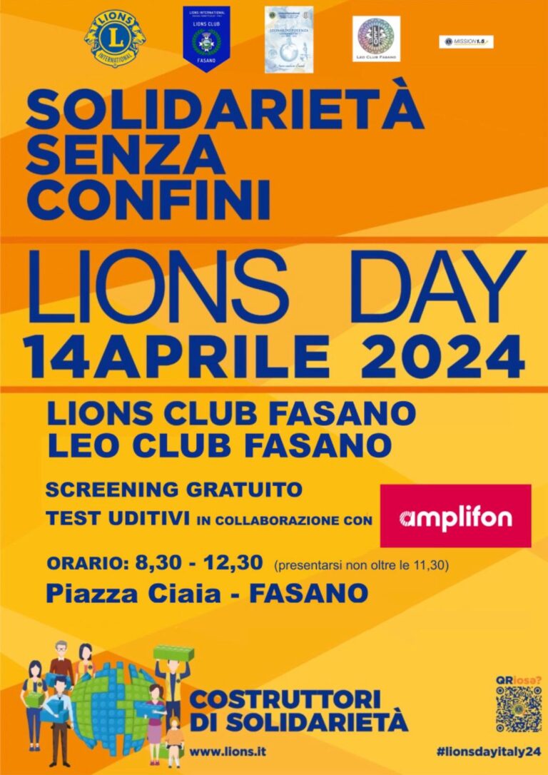 Lions Day: “Solidarietà senza confini” Lions Day: “Solidarietà senza confini” - Osservatorio Fasano