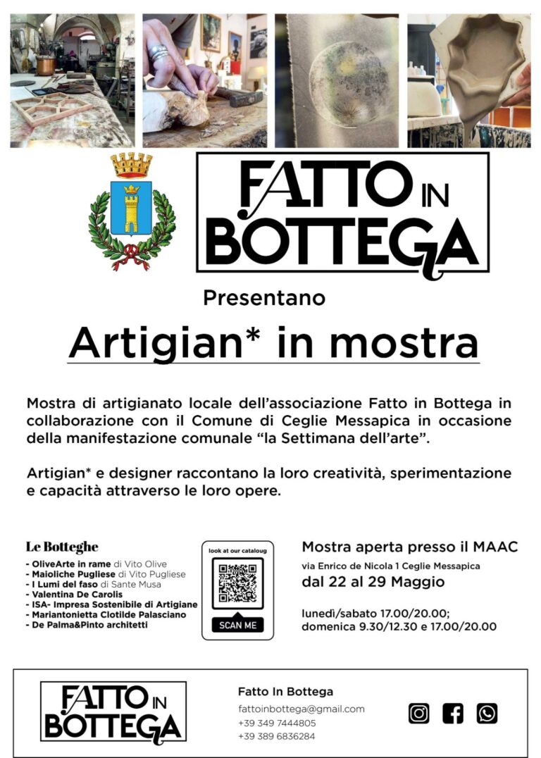 Fatto in Bottega alla “Settimana dell’arte” di Ceglie Messapica Fatto in Bottega alla “Settimana dell’arte” di Ceglie Messapica - Osservatorio Fasano