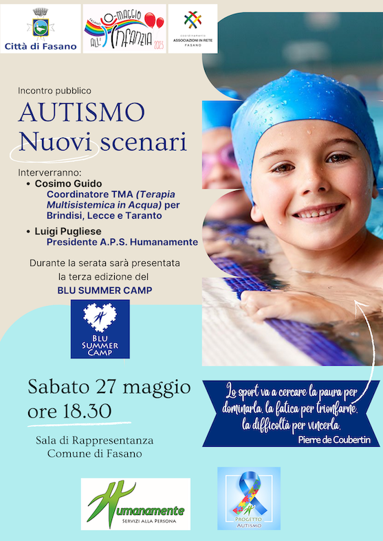 Humanamente organizza l’incontro pubblico sul tema “AUTISMO: nuovi scenari” Humanamente organizza l'incontro pubblico sul tema "AUTISMO: nuovi scenari" - Osservatorio Fasano