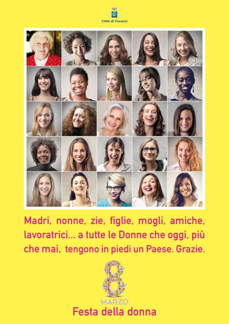 ‘Abbiate fiducia’, l’augurio dell’amministrazione comunale per l’8 marzo in uno spot dedicato a tutte le donne 'Abbiate fiducia', l'augurio dell'amministrazione comunale per l'8 marzo in uno spot dedicato a tutte le donne - Osservatorio Fasano