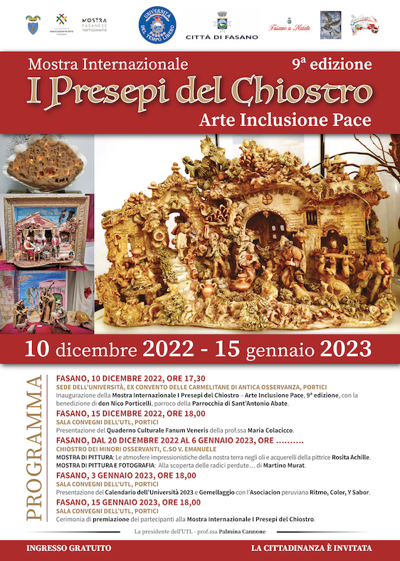 Si inaugura sabato 10 dicembre la Mostra Internazionale “I Presepi del Chiostro” all’UTL di Fasano Si inaugura sabato 10 dicembre la Mostra Internazionale “I Presepi del Chiostro” all’UTL di Fasano - Osservatorio Fasano