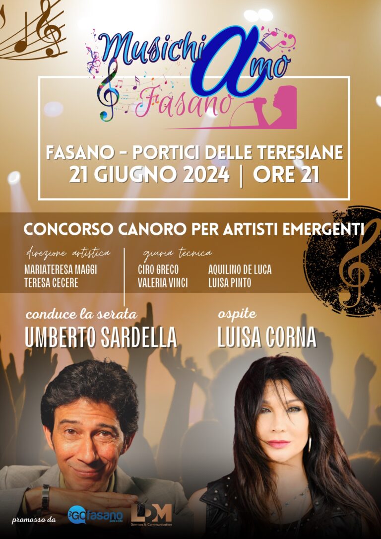 Torna l’evento “Musichiamo Fasano!”: conduce Umberto Sardella, ospite Luisa Corna - Osservatorio Fasano