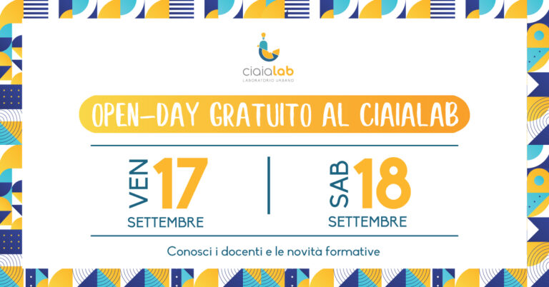 Il 17 e il 18 settembre open day al Ciaialab – Laboratorio Urbano Il 17 e il 18 settembre open day al Ciaialab - Laboratorio Urbano - Osservatorio Fasano