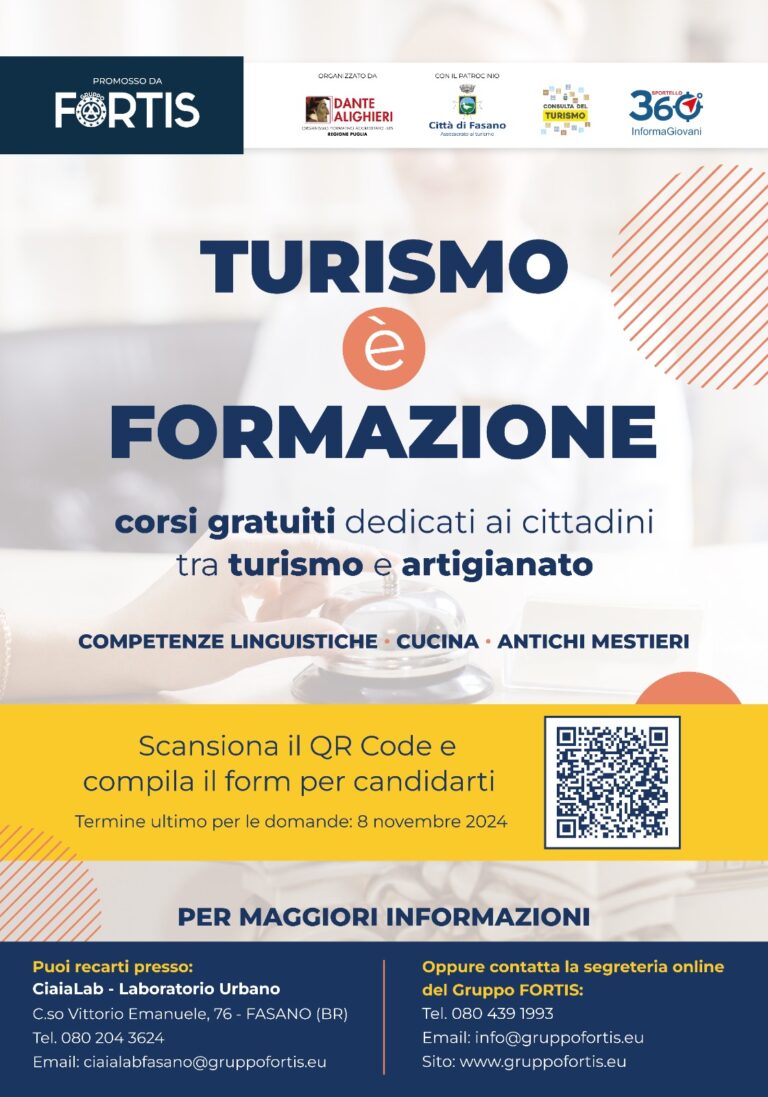 “Turismo è Formazione”, a Fasano al via percorsi gratuiti per tutta la cittadinanza - Osservatorio Fasano
