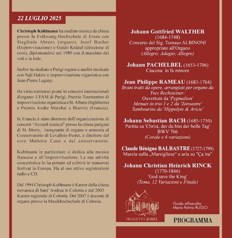 Un viaggio musicale con Christoph Kuhlmann: secondo concerto del Festival Organistico Internazionale a Fasano - Osservatorio Fasano