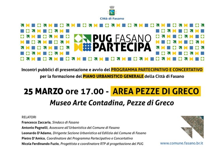 Piano urbanistico generale, venerdì 25 marzo terzo tavolo di confronto con la città Piano urbanistico generale, venerdì 25 marzo terzo tavolo di confronto con la città - Osservatorio Fasano