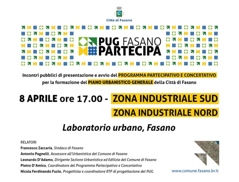 Piano urbanistico generale, zona industriale Sud e Nord Nel quinto tavolo di confronto con la città - Osservatorio Fasano