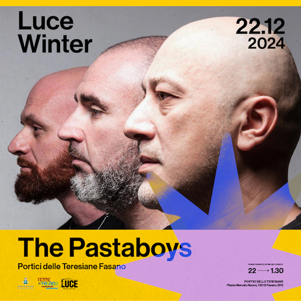 Luce Music Festival Winter Edition 2024: domenica 22 dicembre “The Pastaboys” ai Portici delle Teresiane Luce Music Festival Winter Edition 2024: domenica 22 dicembre “The Pastaboys” ai Portici delle Teresiane - Osservatorio Fasano