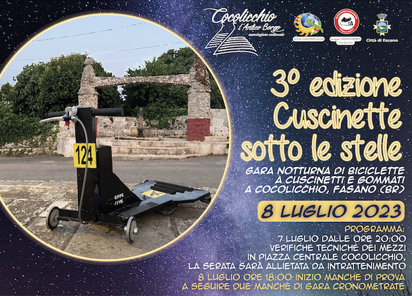 Pubblicato l’elenco piloti della 3ª edizione “Cuscinette sotto le Stelle ” a Cocolicchio Pubblicato l'elenco piloti della 3ª edizione "Cuscinette sotto le Stelle " a Cocolicchio - Osservatorio Fasano
