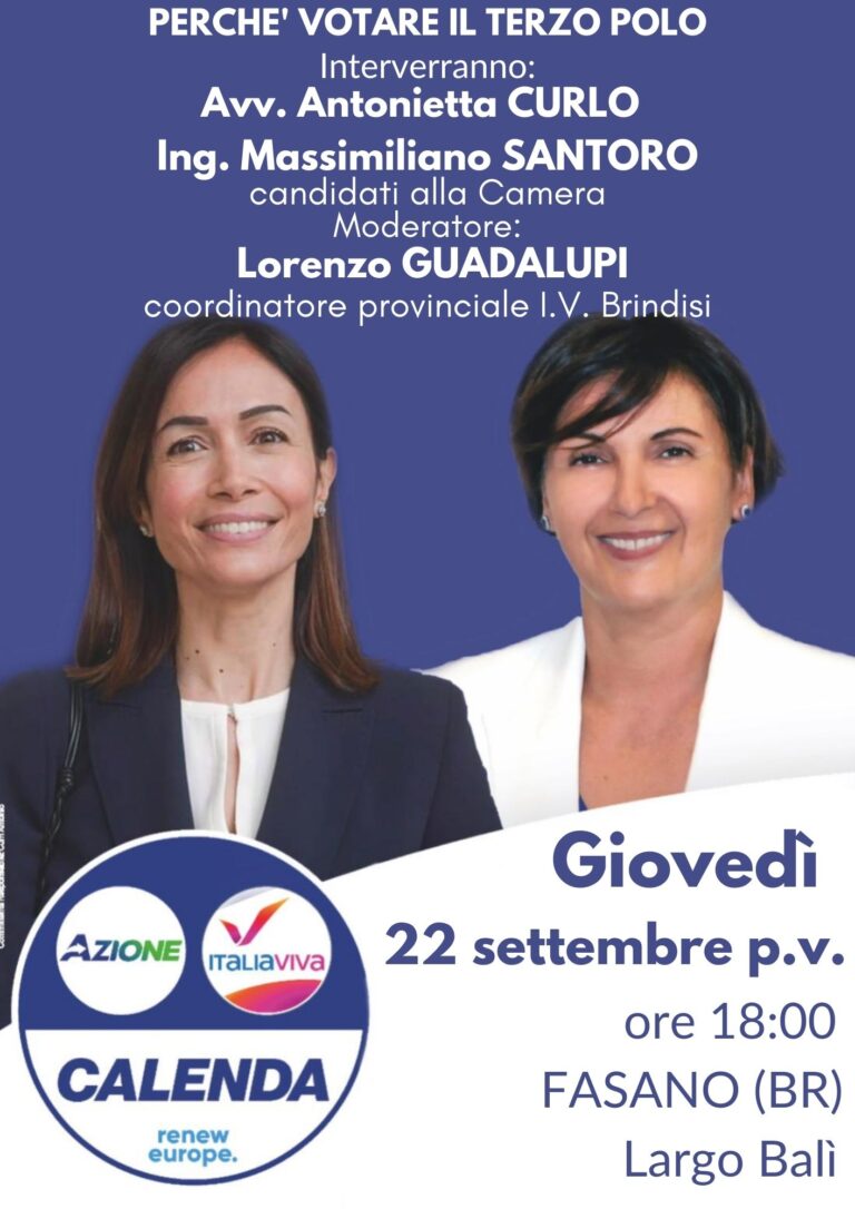 Antonietta Curlo: «Perché votare il terzo polo?» - Osservatorio Fasano
