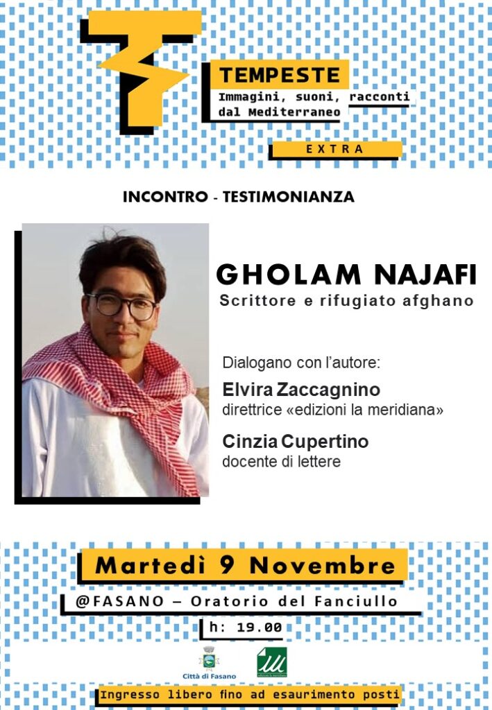 Lo scrittore afghano Gholam Najafi a Fasano per raccontare l’avanzata dei talebani e la sua fuga per salvarsi - Osservatorio Fasano