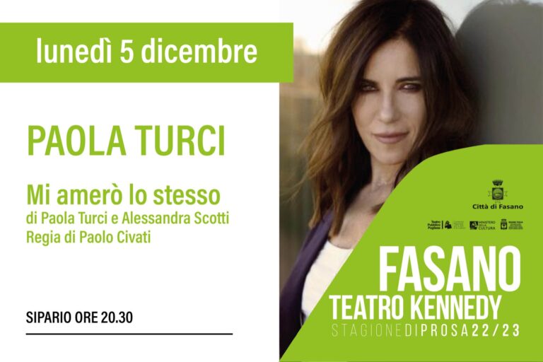 Stagione Teatrale, il 5 dicembre va in scena Paola Turci in «Mi amerò lo stesso» Stagione Teatrale, il 5 dicembre va in scena Paola Turci in «Mi amerò lo stesso» - Osservatorio Fasano