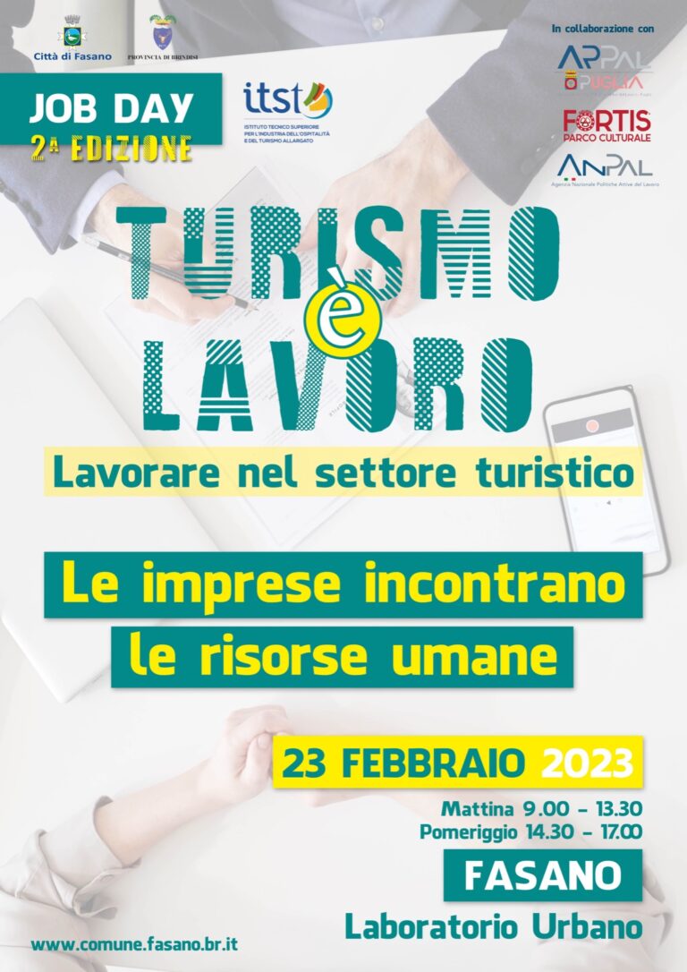 «Turismo è lavoro», il 23 febbraio il secondo Job day organizzato dall’amministrazione comunale - Osservatorio Fasano