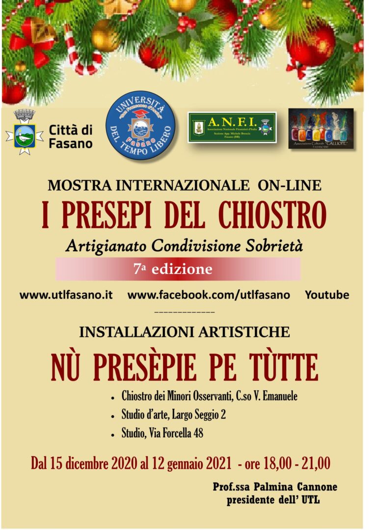 L’UTL veste di Natale il Chiostro dei Minori Osservanti L'UTL veste di Natale il Chiostro dei Minori Osservanti - Osservatorio Fasano