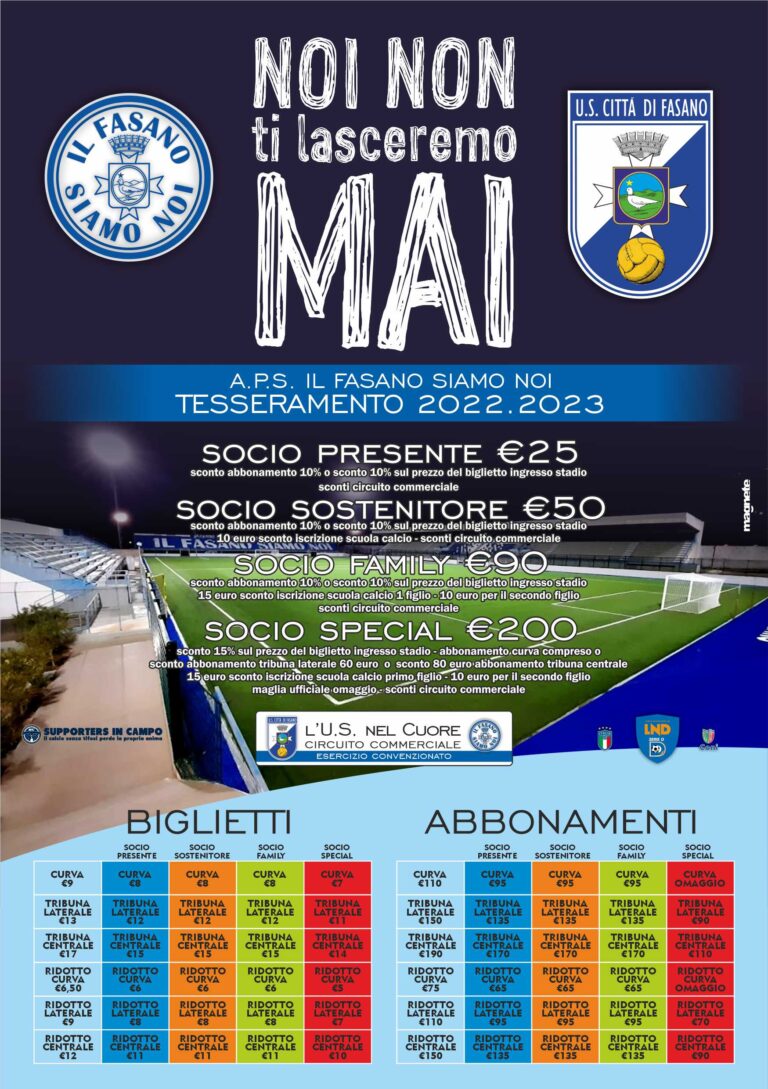 Via alla nuova campagna tesseramenti “Noi non ti lasceremo mai” - Osservatorio Fasano