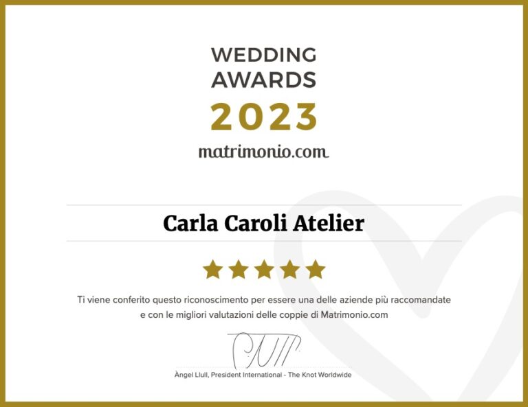 Carla Caroli Atelier vince il Wedding Award 2023 di Matrimonio.com - Osservatorio Fasano