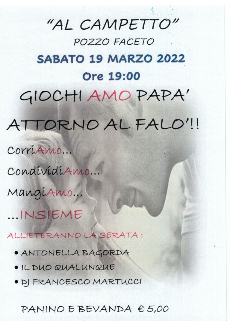 A Pozzo domani 'Giochi-amo papà attorno al falò' - Osservatorio Fasano