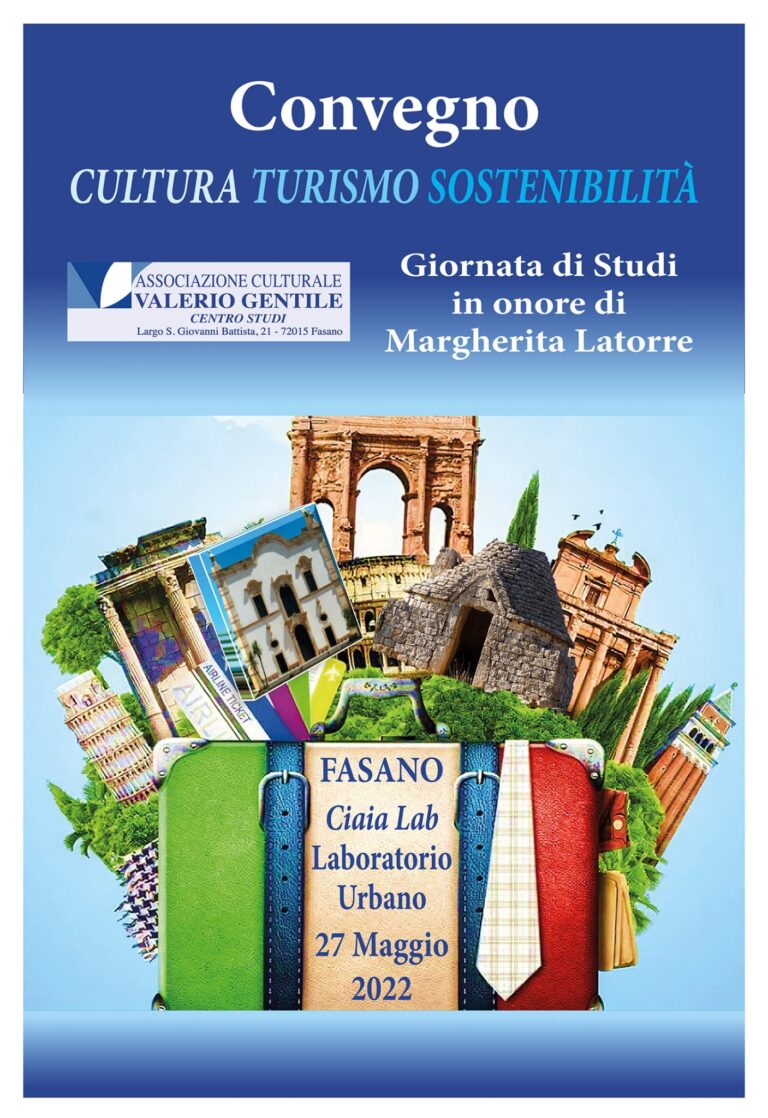 Presentato il convegno «CULTURA TURISMO SOSTENIBILITÀ. Studio, tutela, valorizzazione dei beni culturali, economia e management turistico» Presentato il convegno «CULTURA TURISMO SOSTENIBILITÀ. Studio, tutela, valorizzazione dei beni culturali, economia e management turistico» - Osservatorio Fasano