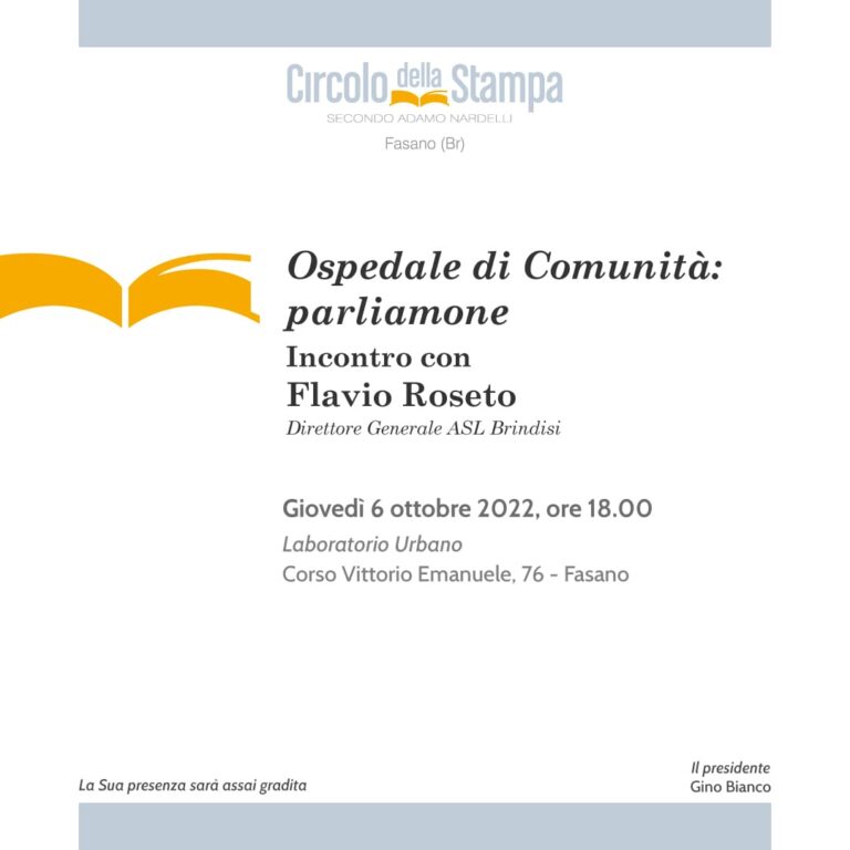 Ospedale di Comunità di Fasano: ne parla il direttore generale della ASL Brindisi Ospedale di Comunità di Fasano: ne parla il direttore generale della ASL Brindisi - Osservatorio Fasano