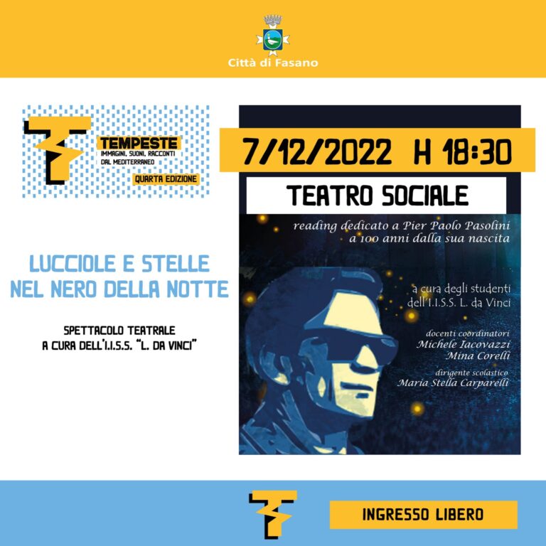 Lucciole e stelle nel nero della notte. Omaggio a Pier Paolo Pasolini Lucciole e stelle nel nero della notte. Omaggio a Pier Paolo Pasolini - Osservatorio Fasano