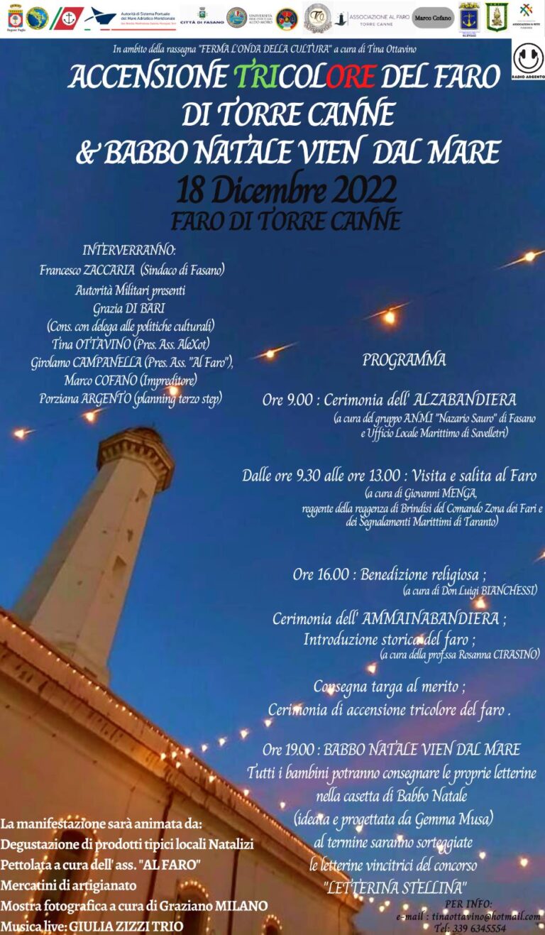 Accensione tricolore del faro e Babbo Natale vien dal mare - Osservatorio Fasano