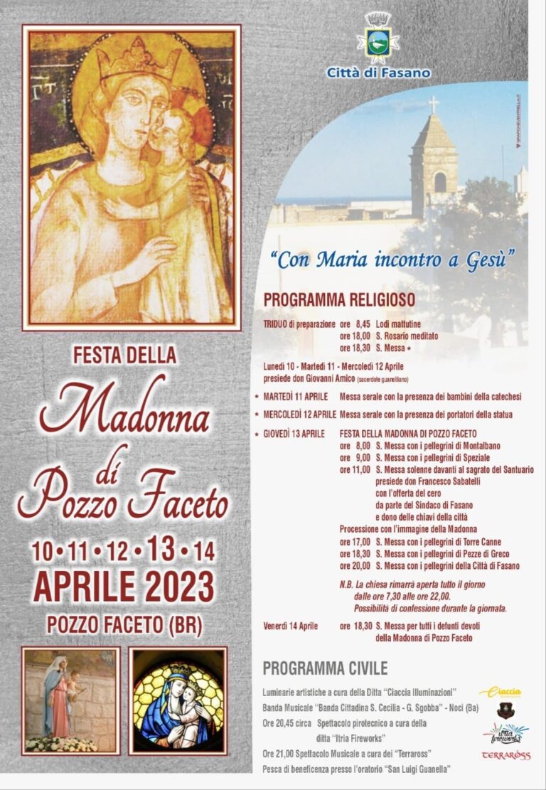 Il programma dei festeggiamenti della Madonna del Pozzo - Osservatorio Fasano