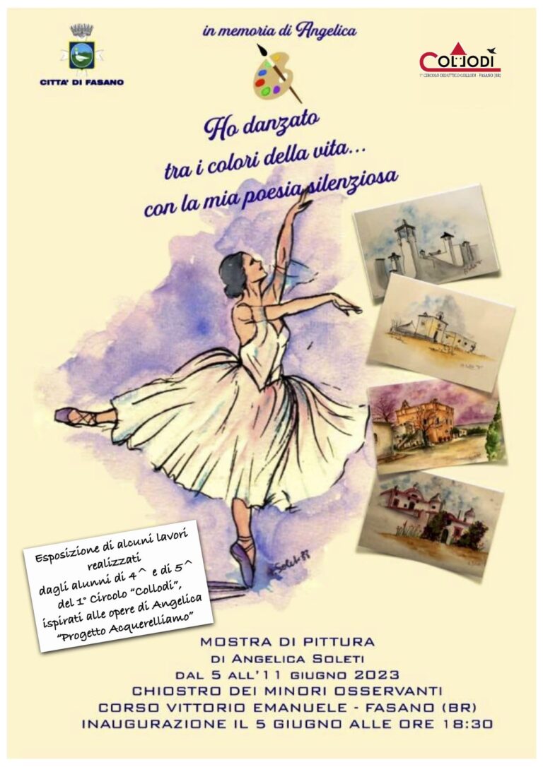 “Ho danzato tra i colori della vita, con la mia poesia silenziosa”: mostra in memoria di Angelica - Osservatorio Fasano