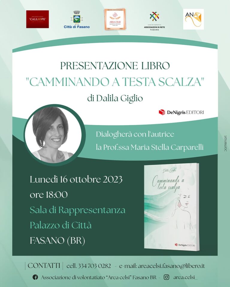 Dalila Giglio presenta il libro “Camminando a testa scalza” - Osservatorio Fasano
