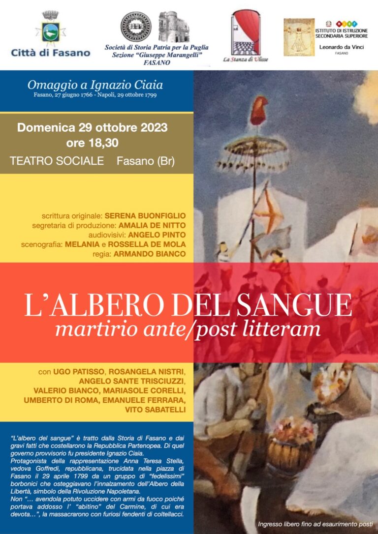 L’albero del Sangue: messinscena curata dal sodalizio “la Stanza di Ulisse” che ripercorre il dramma di Anna Teresa Stella - Osservatorio Fasano