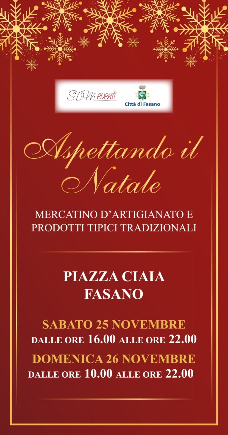 Aspettando il Natale: Mostra mercato di Artigianato e Prodotti Tipici d’eccellenza. Aspettando il Natale: Mostra mercato di Artigianato e Prodotti Tipici d'eccellenza. - Osservatorio Fasano
