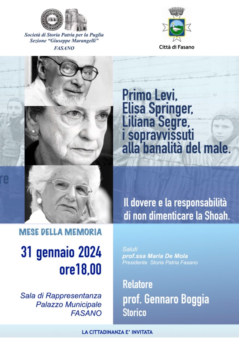 Primo Levi, Elisa Springer, Liliana Segre i sopravvissuti alla banalità del male. - Osservatorio Fasano