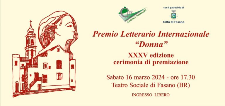 Torna il Premio Letterario Internazionale “Donna” Torna il Premio Letterario Internazionale "Donna" - Osservatorio Fasano