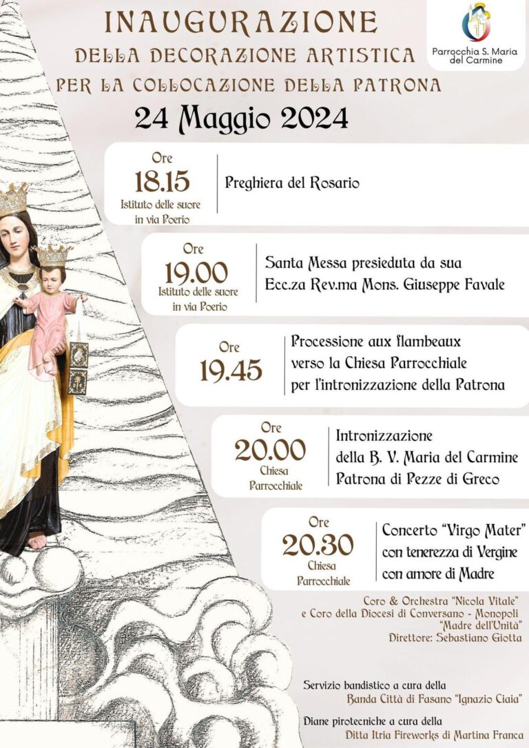 A Pezze di Greco l’inaugurazione della decorazione artistica per la collocazione della patrona - Osservatorio Fasano