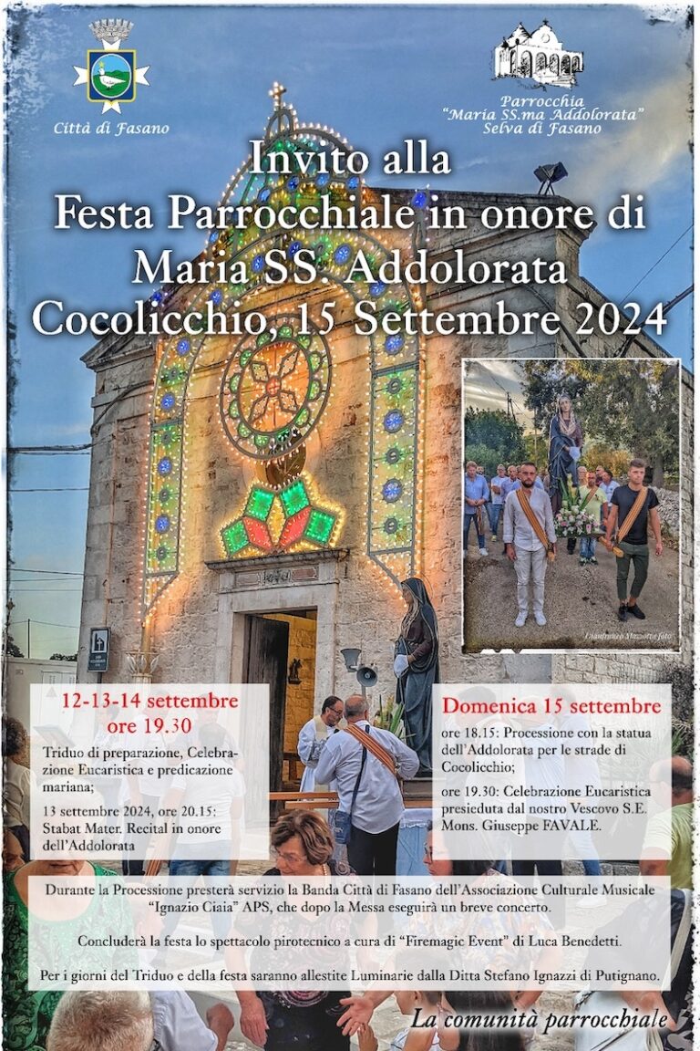 A Colicchio la festa parrocchiale dell’Addolorata A Colicchio la festa parrocchiale dell'Addolorata - Osservatorio Fasano