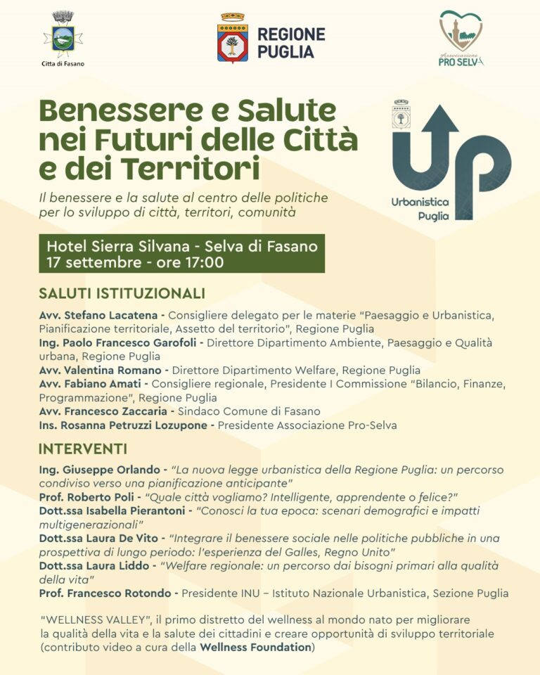 Benessere e Salute nei Futuri delle Città e dei Territori - Osservatorio Fasano