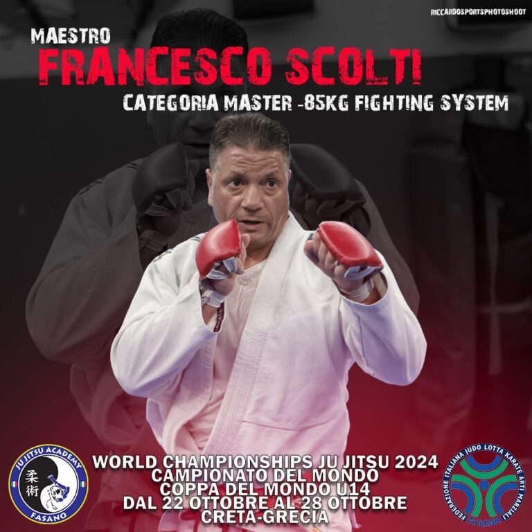 Campionati del Mondo in Grecia: Francesco Scolti si impone nella Categoria Master -85 kg fighting System - Osservatorio Fasano