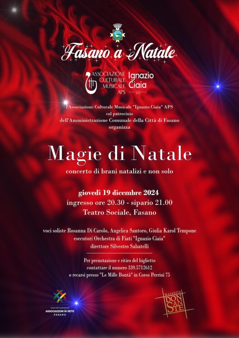 L'Associazione Culturale Musicale "Ignazio Ciaia" e la “MAGIE DI NATALE” La malìa della musica - Osservatorio Fasano