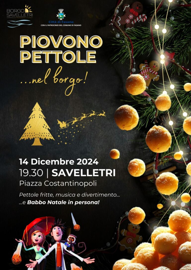 “Piovono pettole…nel borgo”, a Savelletri un evento per aspettare il Natale “Piovono pettole…nel borgo”, a Savelletri un evento per aspettare il Natale - Osservatorio Fasano
