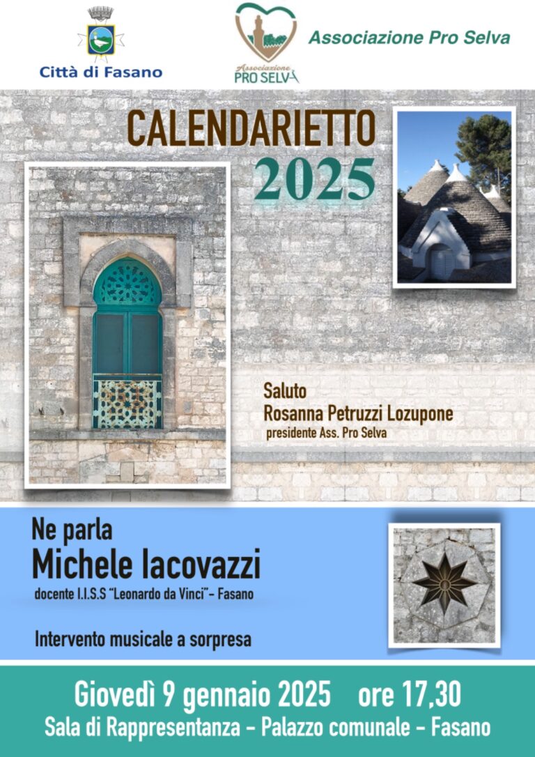 IL CALENDARIETTO DELLA PRO SELVA 2025 IL CALENDARIETTO DELLA PRO SELVA 2025 - Osservatorio Fasano