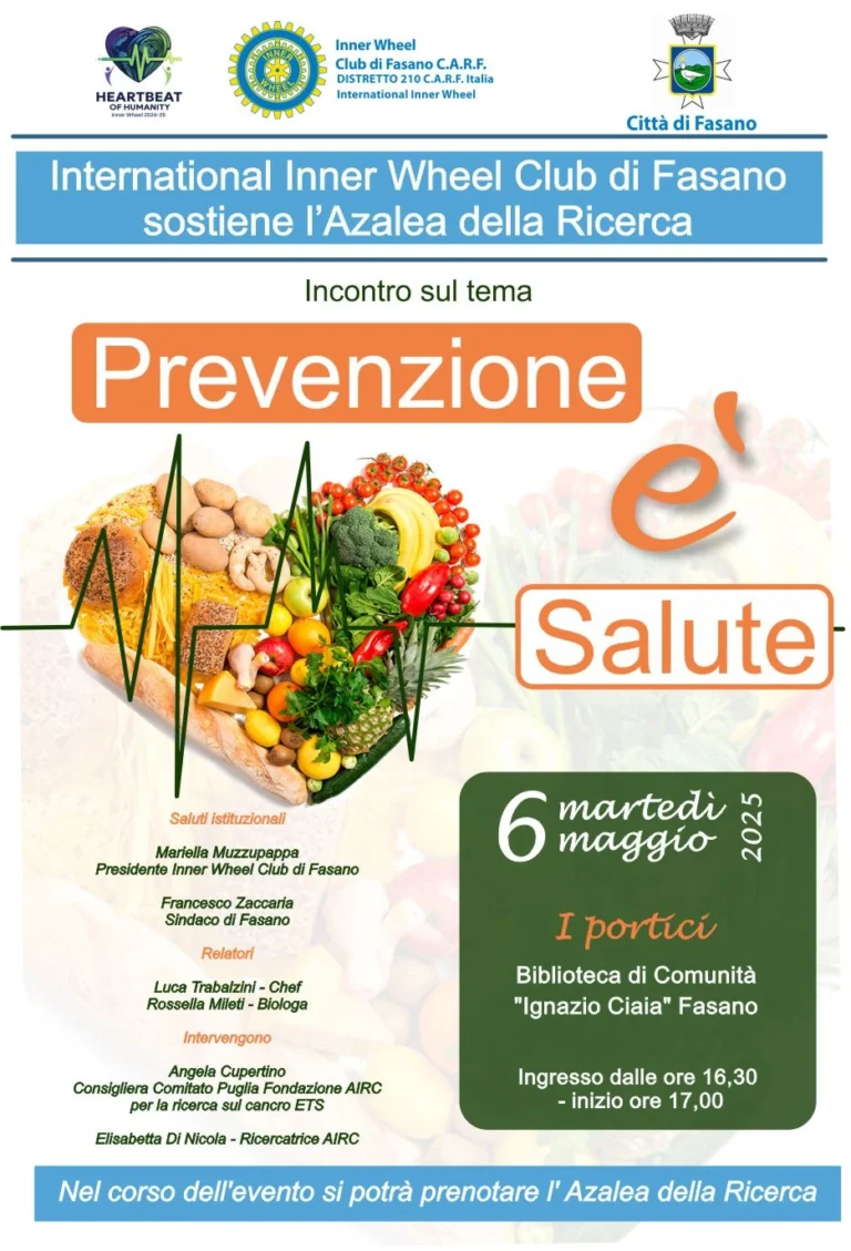 Prevenzione e Salute: un incontro informativo organizzato dall'International Inner Wheel Club di Fasano - Osservatorio Fasano