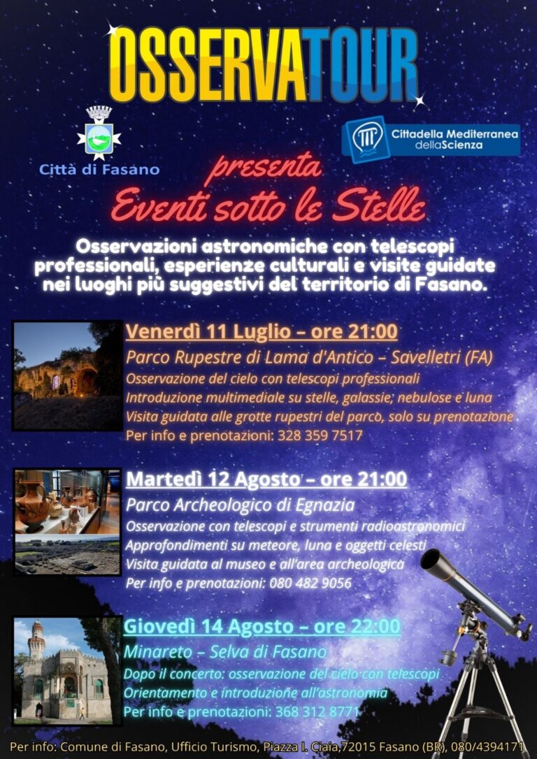 Emozioni celesti sotto il cielo di Fasano: torna "Eventi Sotto le Stelle" - Osservatorio Fasano