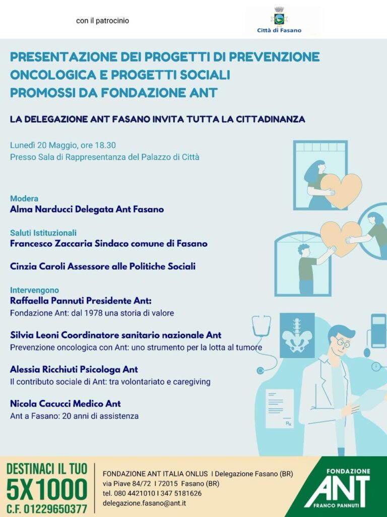 L’ANT Fasano presenta i progetti sociali di prevenzione oncologica - Osservatorio Fasano