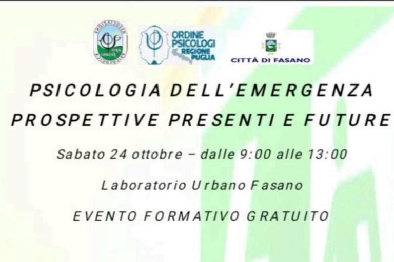 Seminario di Formazione sulla Psicologia dell'Emergenza - Osservatorio Fasano