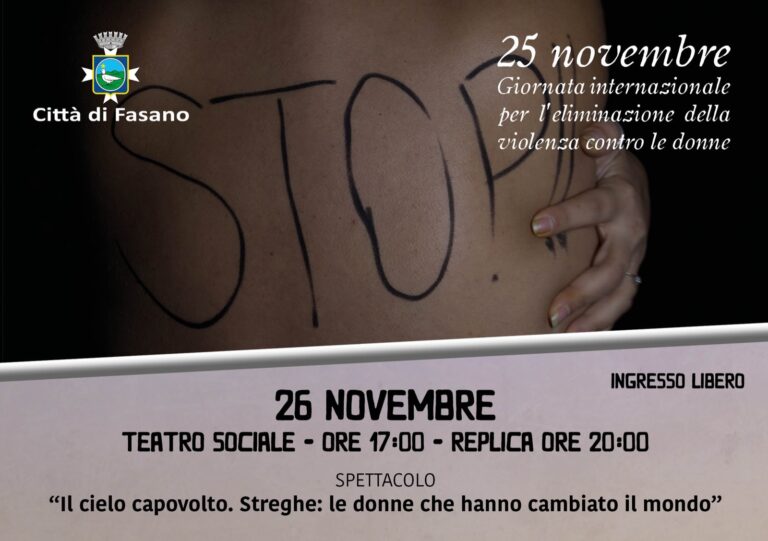 «Basta!», ultimi due appuntamenti del calendario di eventi per la Giornata internazionale per l’eliminazione della violenza contro le donne «Basta!», ultimi due appuntamenti del calendario di eventi per la Giornata internazionale per l’eliminazione della violenza contro le donne - Osservatorio Fasano