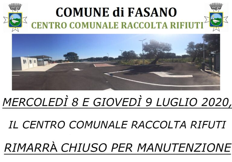 Il CCR resterà chiuso per manutenzione l'8 e 9 luglio - Osservatorio Fasano