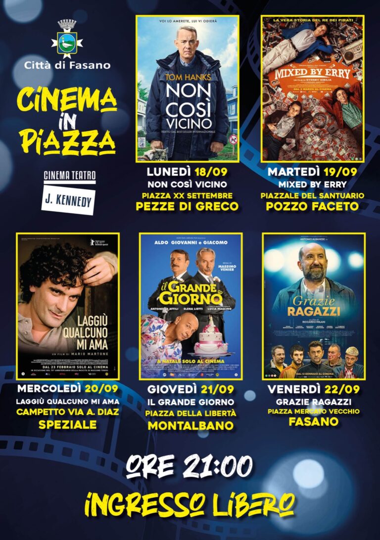 «Cinema in Piazza»: 5 appuntamenti nelle piazze del territorio - Osservatorio Fasano