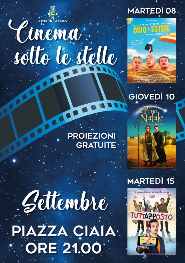 Tre appuntamenti in piazza Ciaia con il “Cinema sotto le Stelle” - Osservatorio Fasano