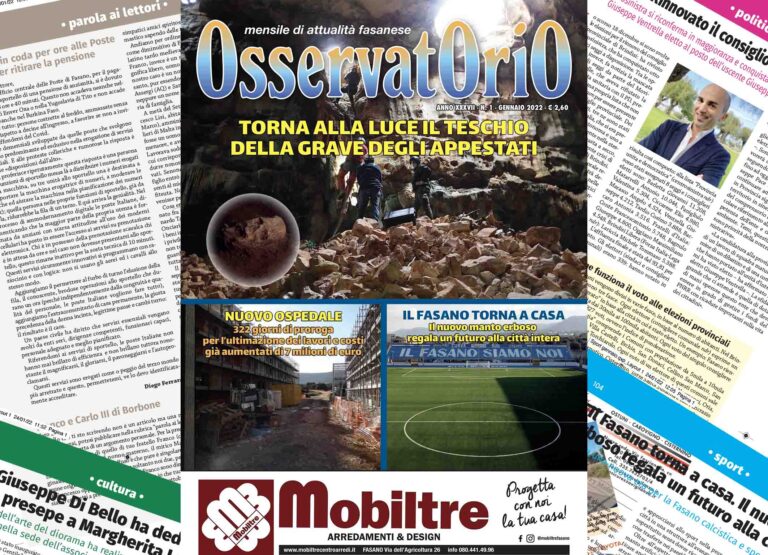 È in edicola il numero di Gennaio di Osservatorio - Osservatorio Fasano