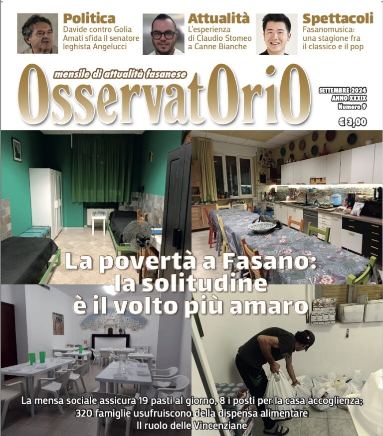 Da oggi in edicola il numero di settembre di Osservatorio - Osservatorio Fasano